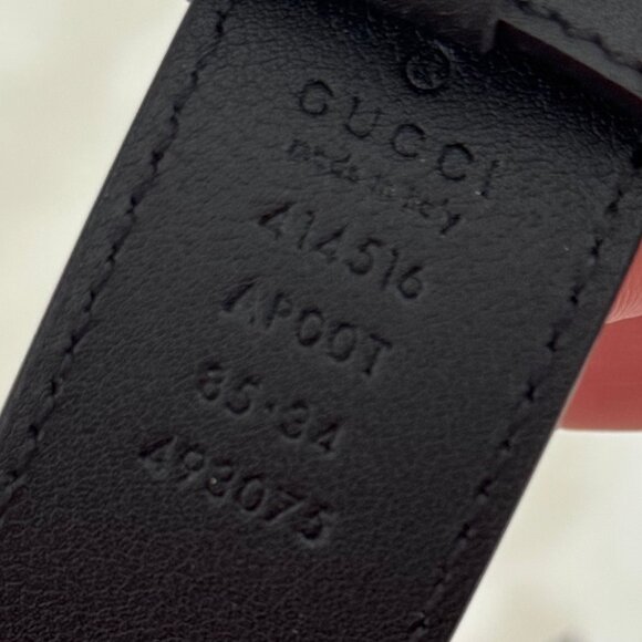 NWOT Gucci Double G Logo Leather Belt - 85/34 US 27 (6)